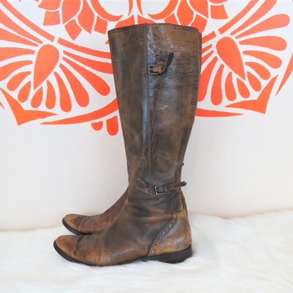 Valerie Stevens Shoes - Valerie Stevens Brown Distressed Riding Boots